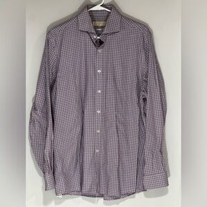 Michael Kors Maroon, Gray, and White Checkered Shirt 16 34/35